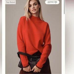 Maeve The Carys Mock-Neck Sweater- lipstick red. Women’s Small